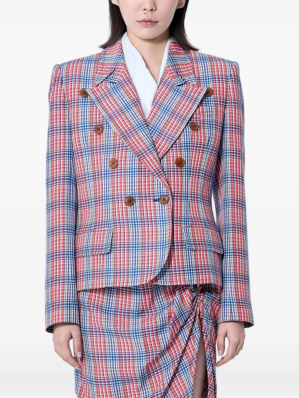

Двубортный пиджак в клетку Vivienne Westwood, красный