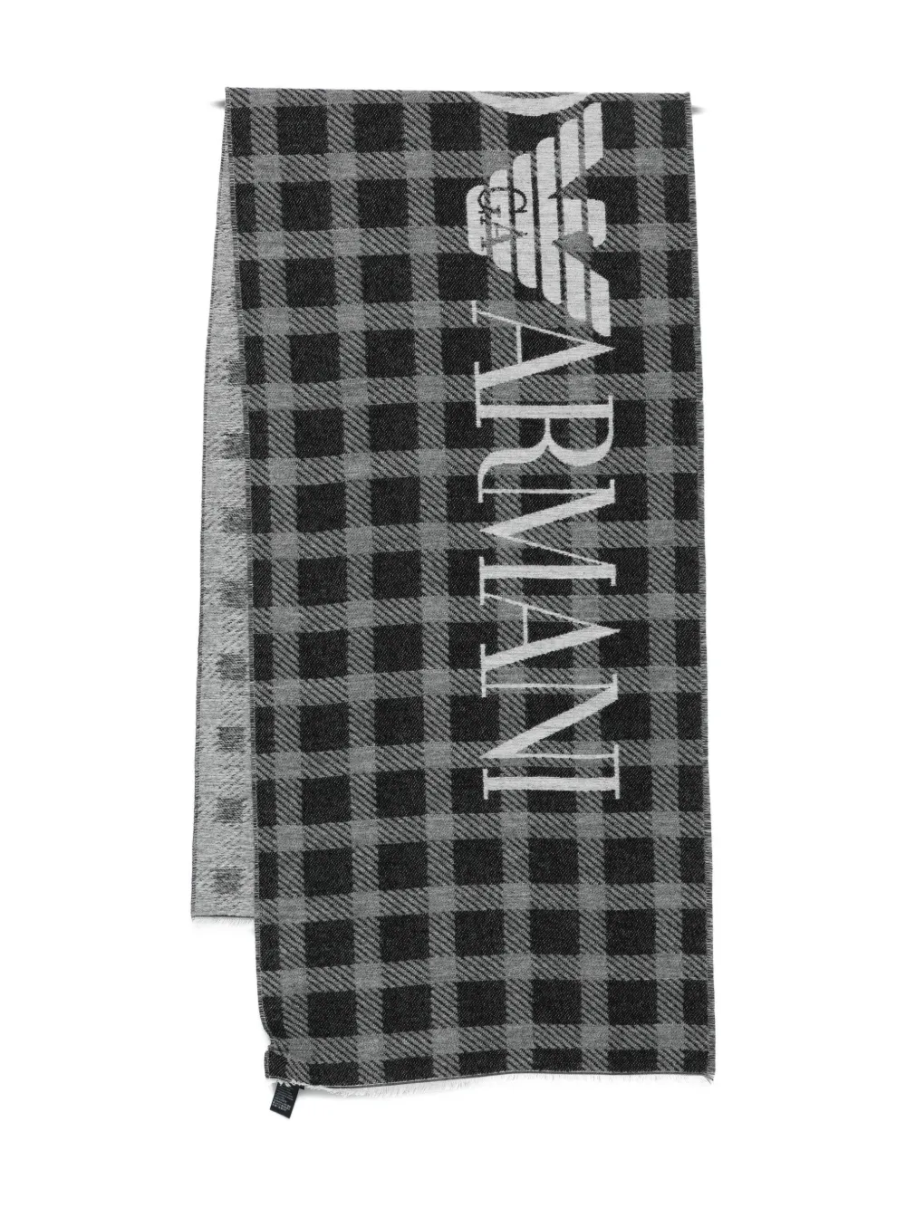 

Шарф с логотипом в клетку EMPORIO ARMANI, черный