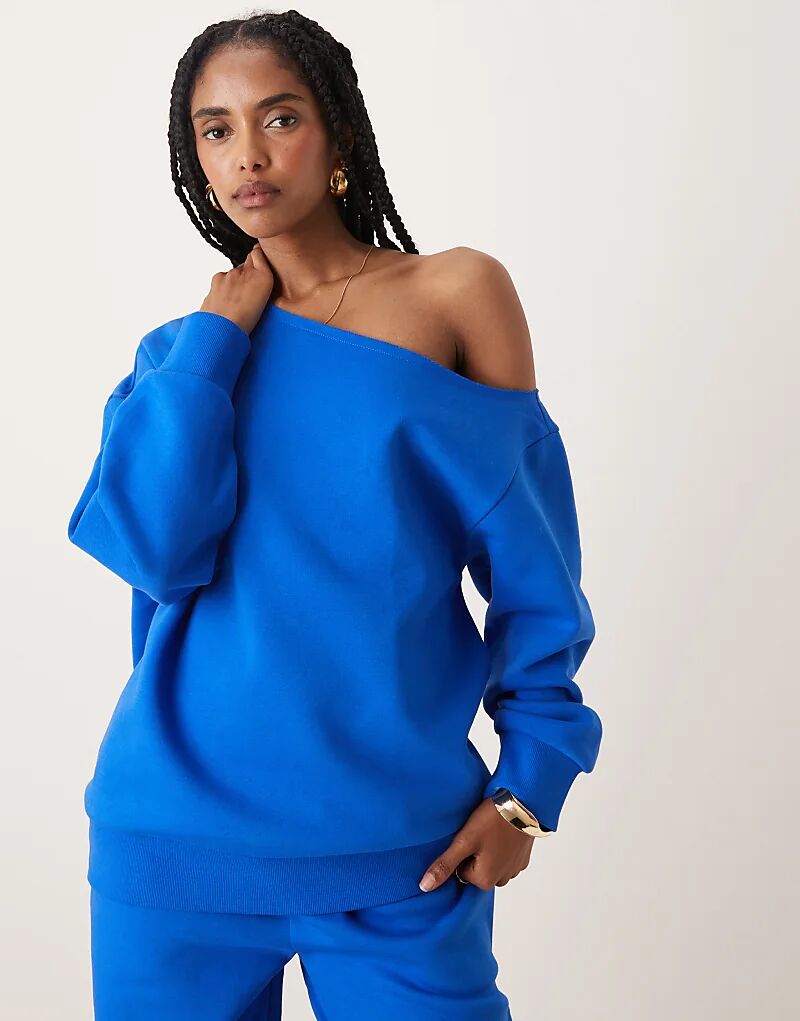 

Толстовка с открытыми плечами ASOS DESIGN синего цвета