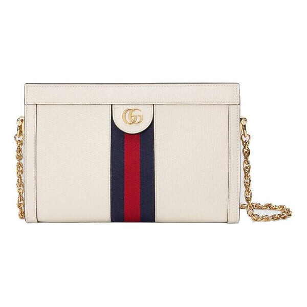 

Сумка ophidia gold logo stripe webbing leather chain shoulder messenger bag small white classic Gucci, белый