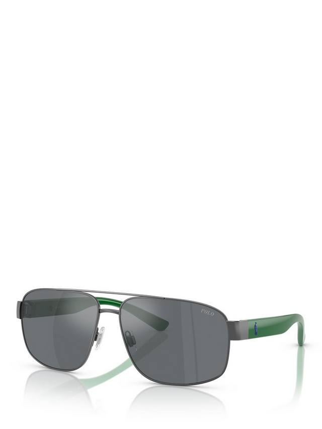 

Polo PH3156 мужские авиаторские очки Ralph Lauren, Gunmetal/Green