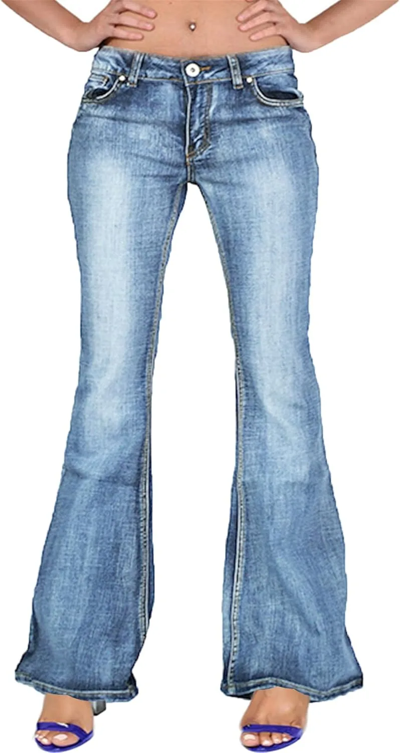 Andongnywell Flare Jeans для женщин High Waist Wide Leg