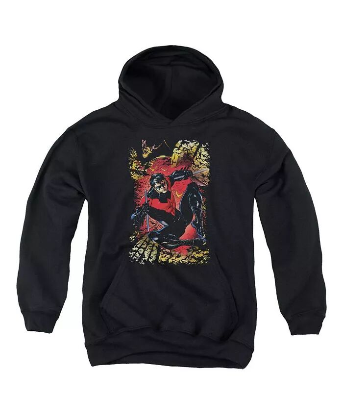 

Мальчики Молодежь Nightwing 1 Pull Over Hoodie / Толстовка с капюшоном Justice League of America, черный