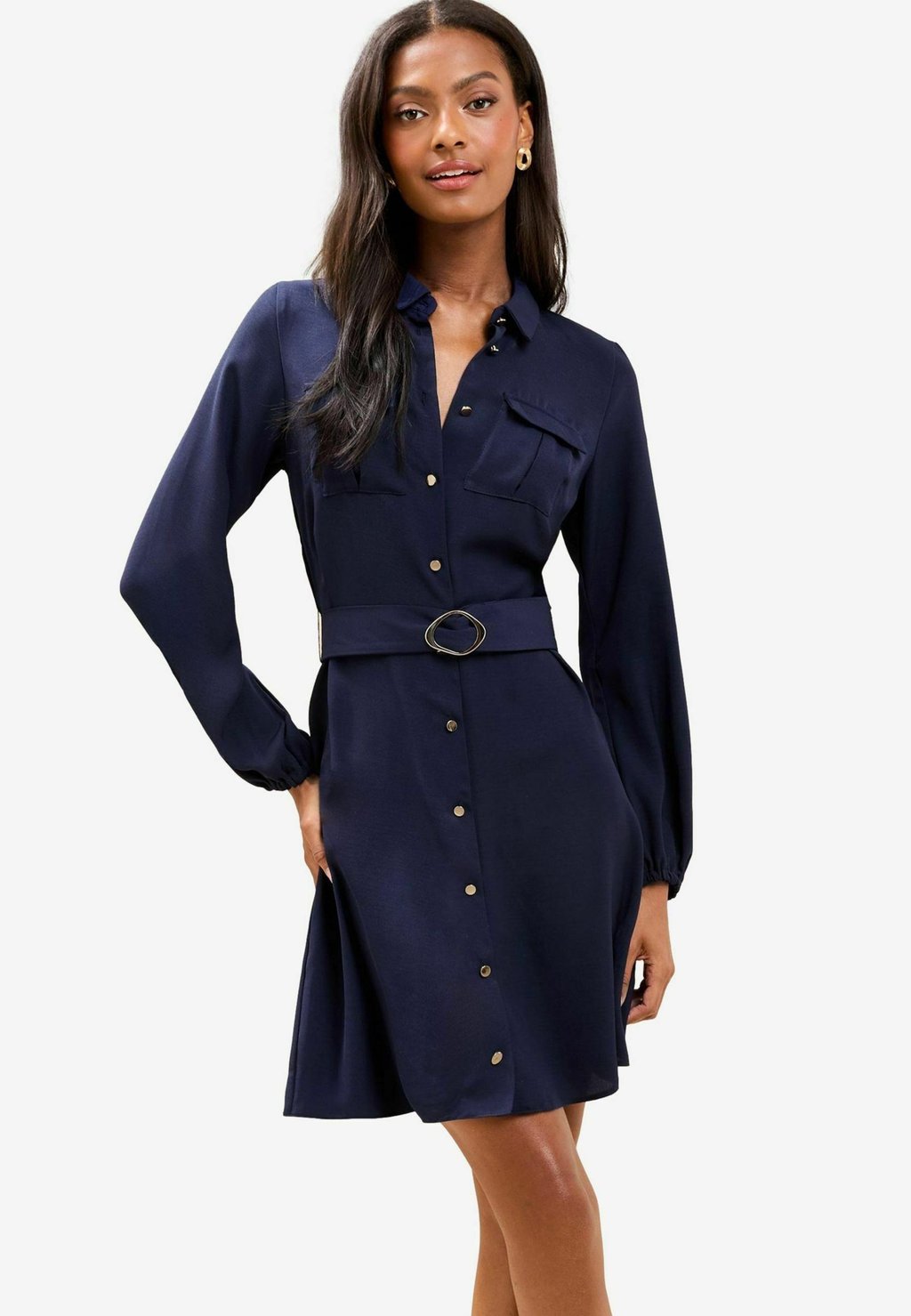 

Платье-рубашка REGULAR FIT-LONG SLEEVE BUTTON THROUGH Lipsy, синий