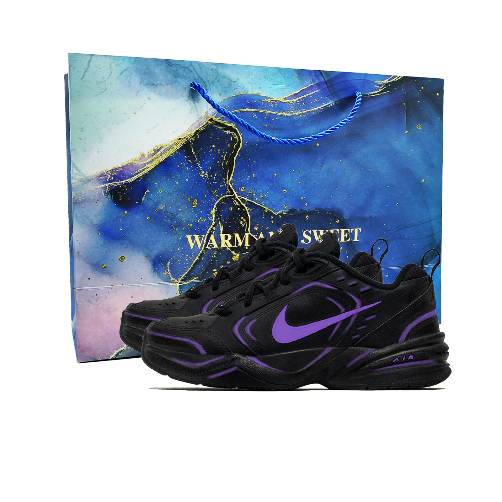 

Nike Кроссовки Air Monarch 4 Purple Storm Abrasion Resistant Low top Chunky Unisex Black Purple