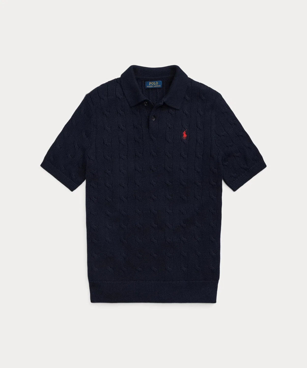 Свитер поло с кабельным узором из хлопка Polo Ralph Lauren синий — фото 2