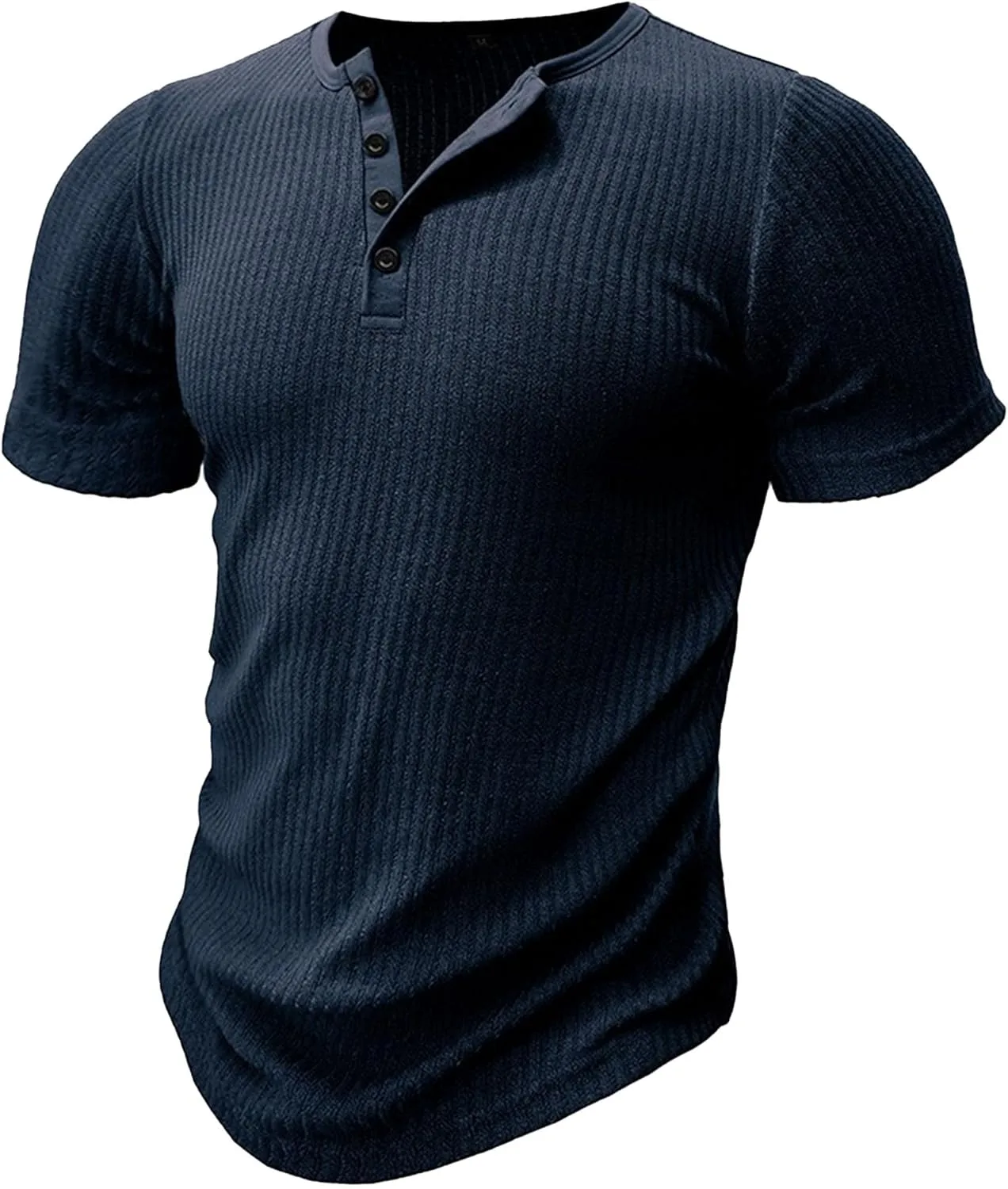 

Мужская футболка с коротким рукавом и планкой Henley Casual Slim Fit Aosufei