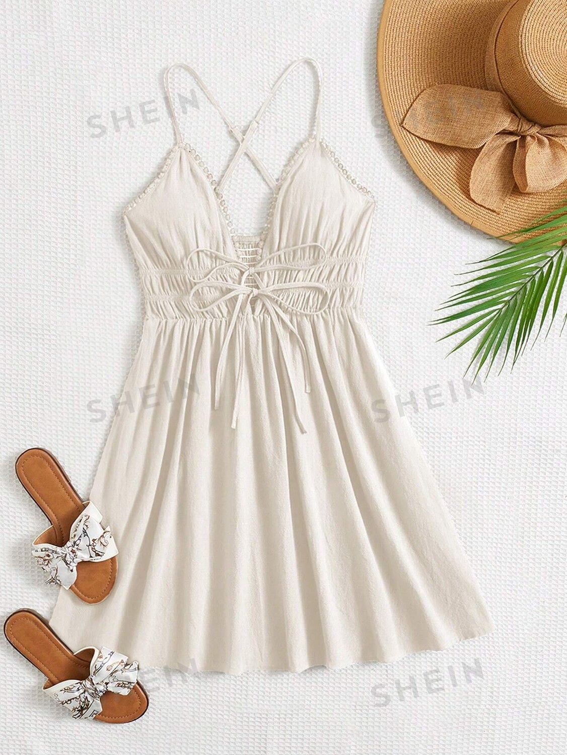 

Платье Shein WYWH на тонких бретельках, бежевый
