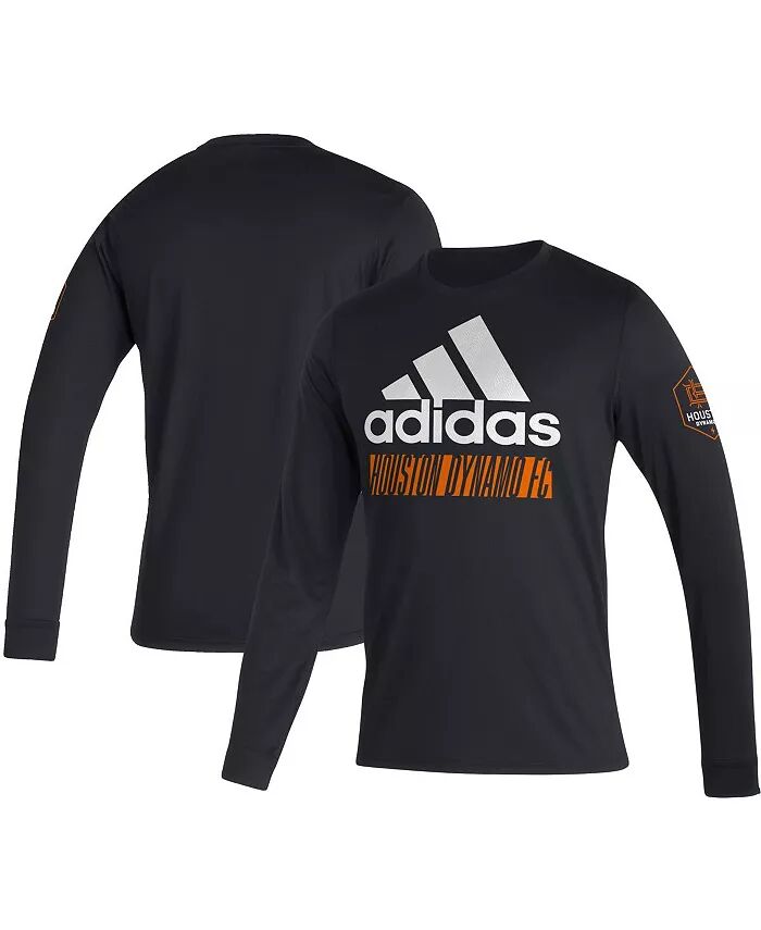 

Мужская черная футболка с длинным рукавом в винтажном стиле с логотипом Houston Dynamo FC adidas