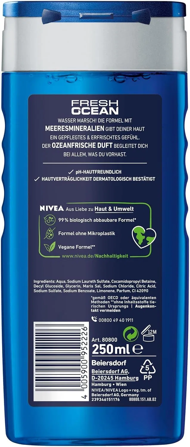 Мужской гель для душа «Fresh Ocean» от Nivea, 6 x 250 мл Nivea — фото 2