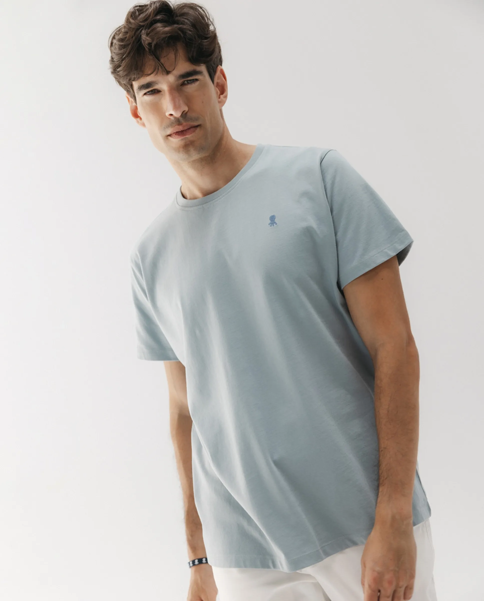 

Мужская футболка с коротким рукавом и вышитым логотипом на груди El Pulpo, синий