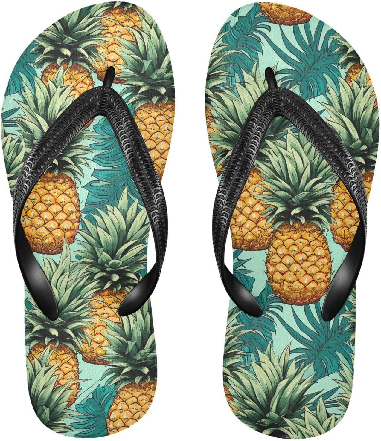 

SPRIPORT Тропические ананасы Летние вьетнамки для женщин и мужчин, удобные повседневные шлепанцы с мягкой стелькой и противоскользящей резиновой подошвой, летние сандалии для прогулок и пляжа, Multicoloured