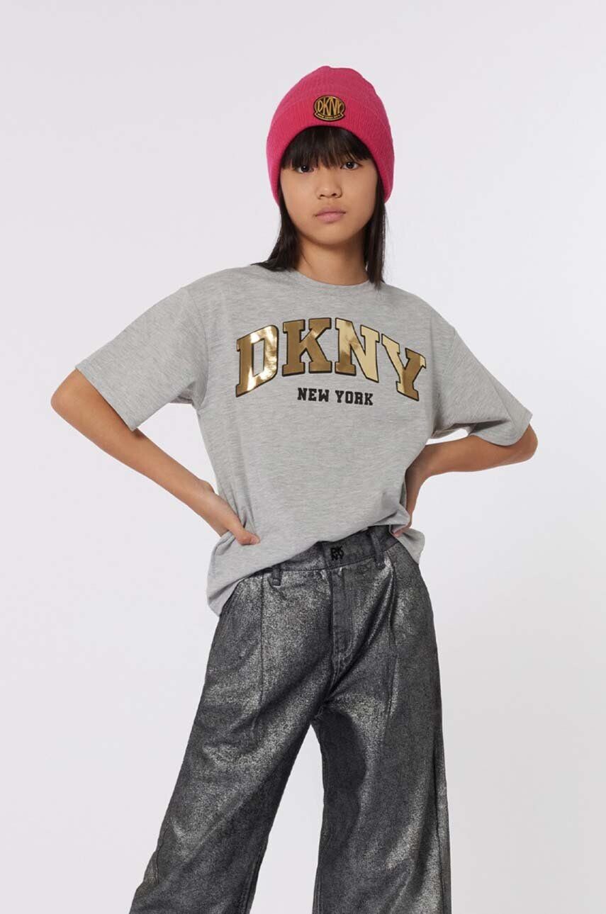 

Детская хлопковая футболка Dkny, серый