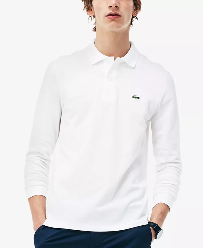 

Мужская классическая поло с длинным рукавом Lacoste, белый