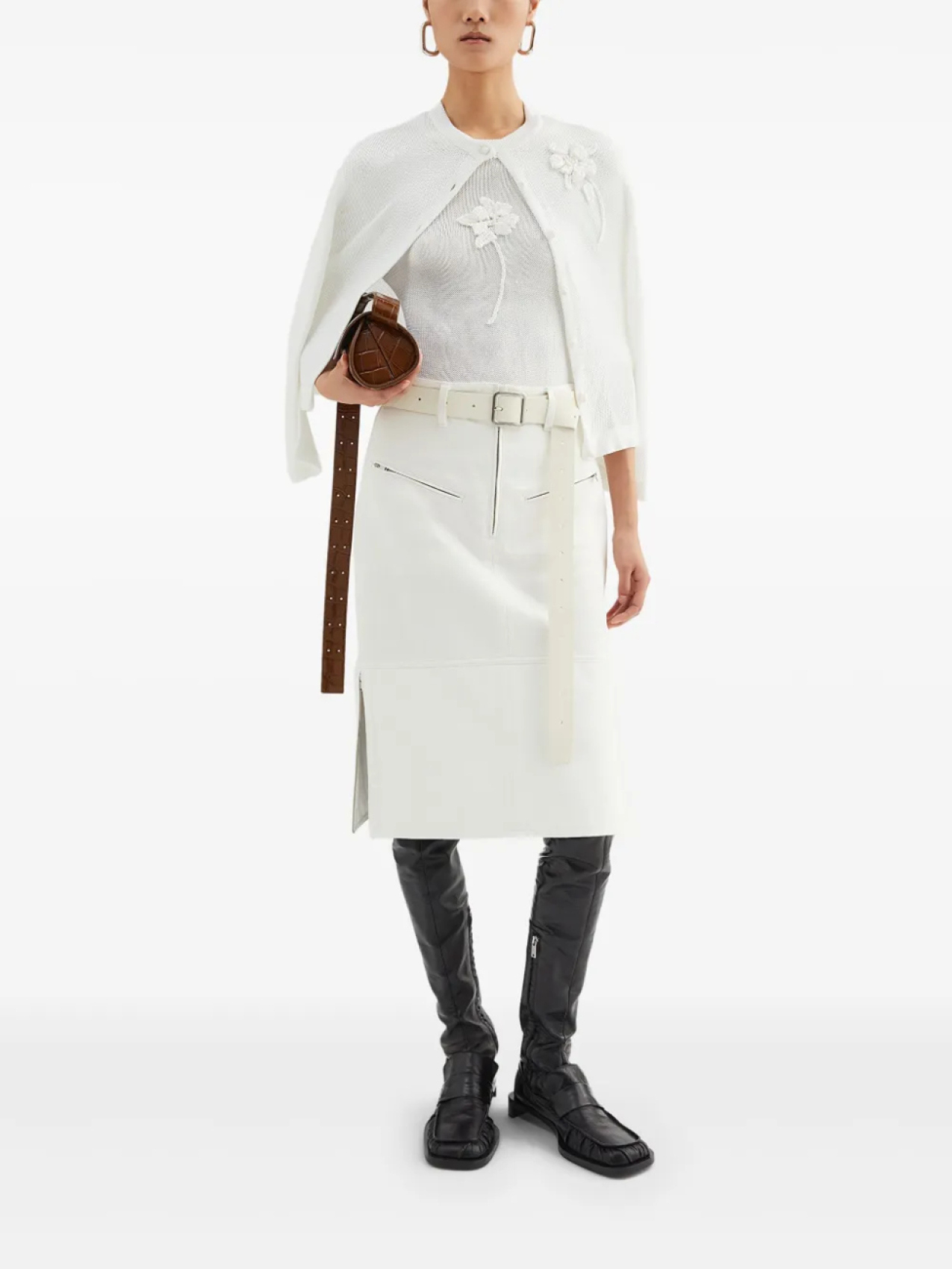 Jil Sander футболка в технике кроше, белый — фото 2