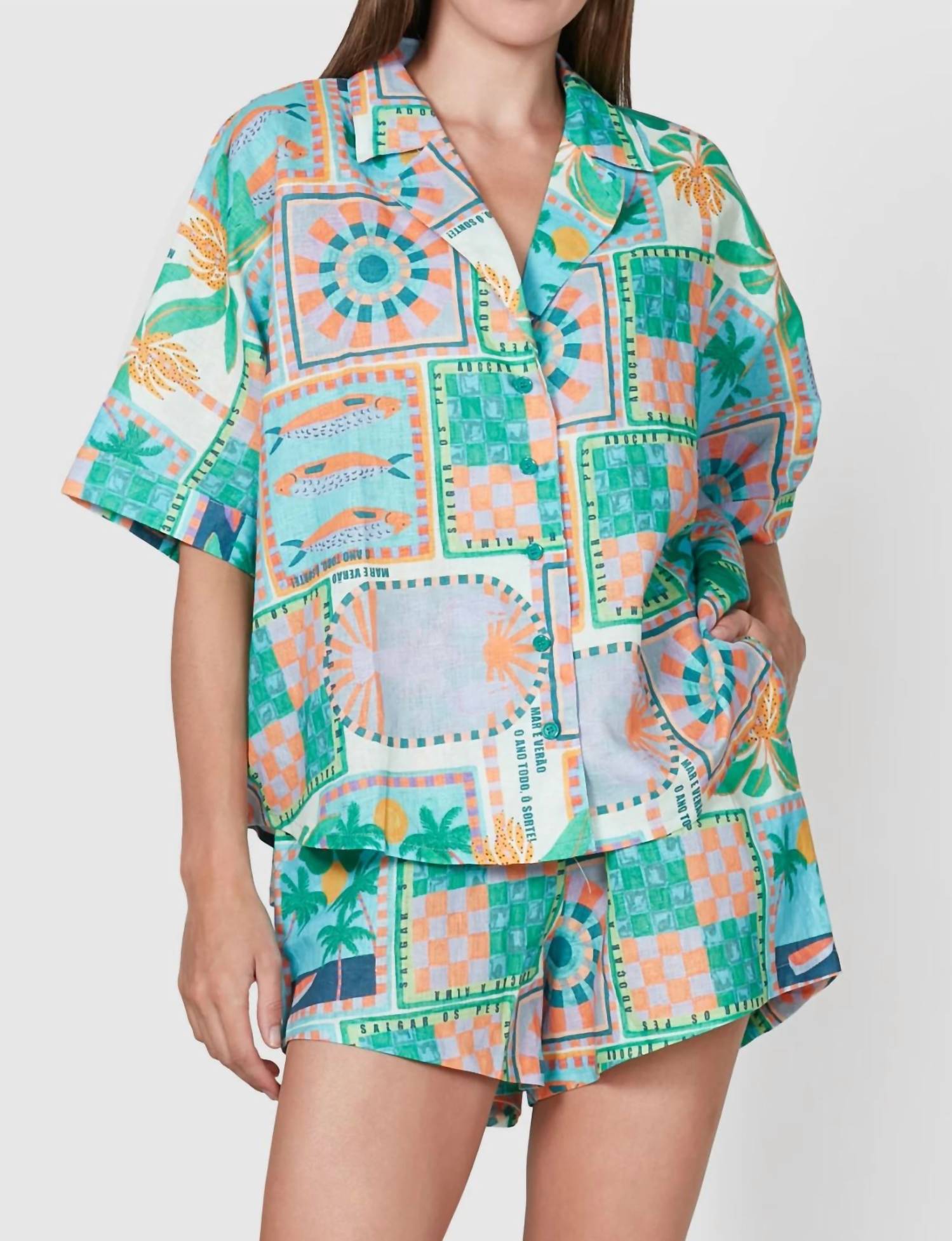 

Тропе Oversized рубашка на пуговицах в цвете Copacabana Walnut, Copacabana