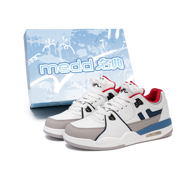 

Medd Увеличивающие высоту амортизирующие низкие скейтбордские кроссовки унисекс белый серый красный [Коробка], цвет White, Gray, Red[Box]