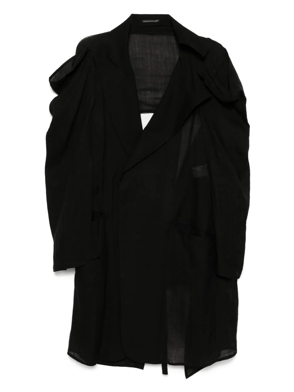 

Твиловый пиджак с поясом Yohji Yamamoto, черный