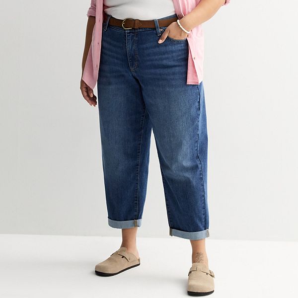 

Брюки-бойфренды mid rise relaxed Plus size Sonoma Goods For Life, Bright Medium Wash