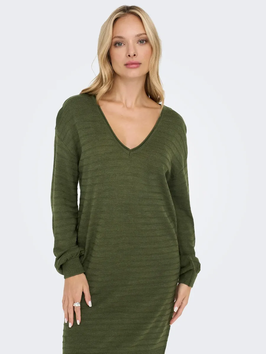 

Only трикотажное платье "ONLCATA LS V-NECK DRESS CC KNT", цвет Winter Moss