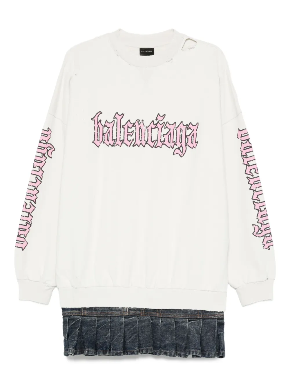 

Платье с логотипом и складками BALENCIAGA, нейтральный