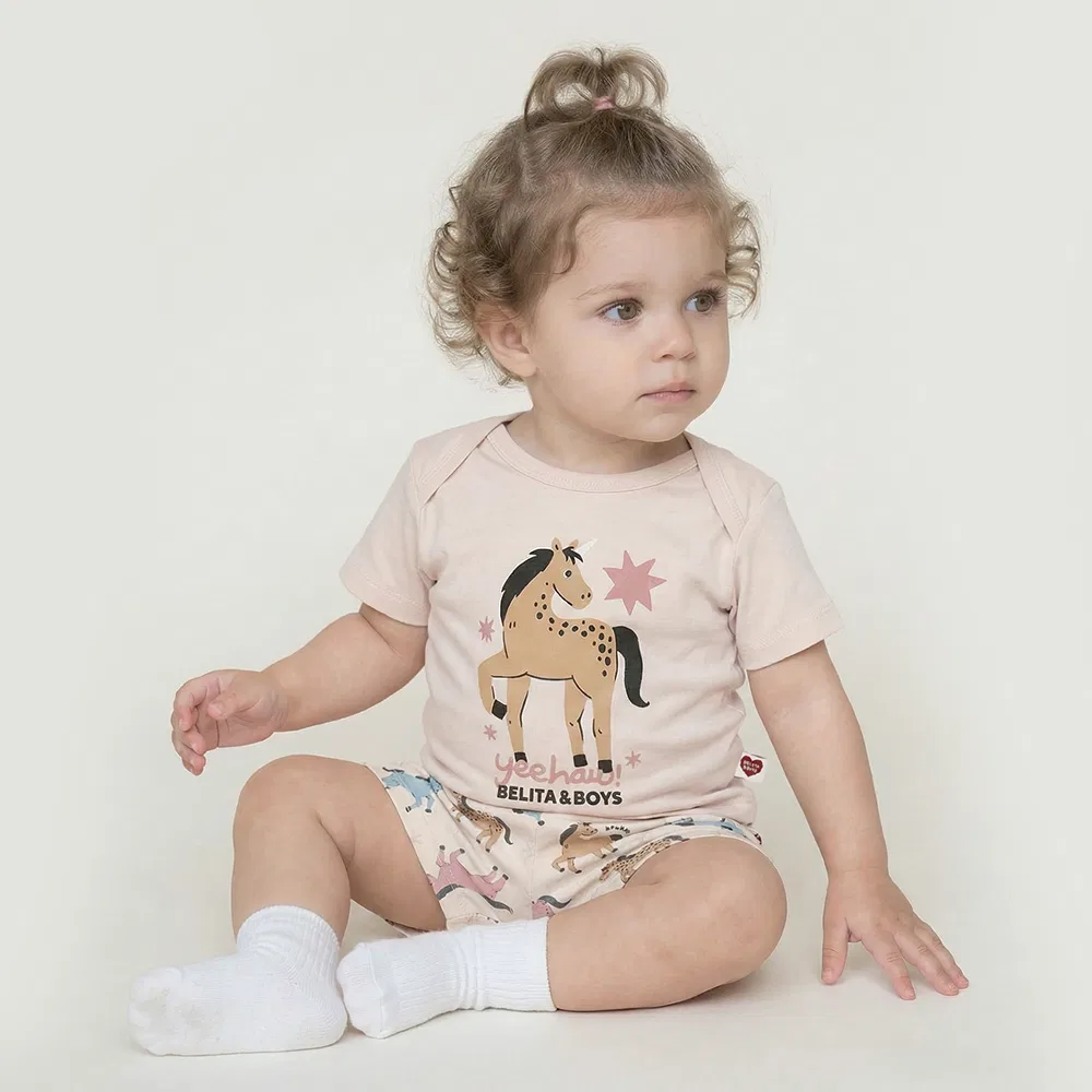 Детский комплект из футболки и шорт Baby Horse Point Allover, светло-розовый, от Belita&Boys