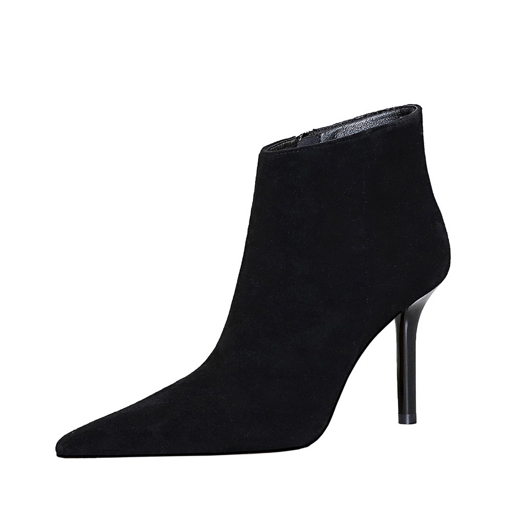Dunnu Черные женские ботильоны на каблуке 9,5 см, без подкладки, цвет Black, Unlined