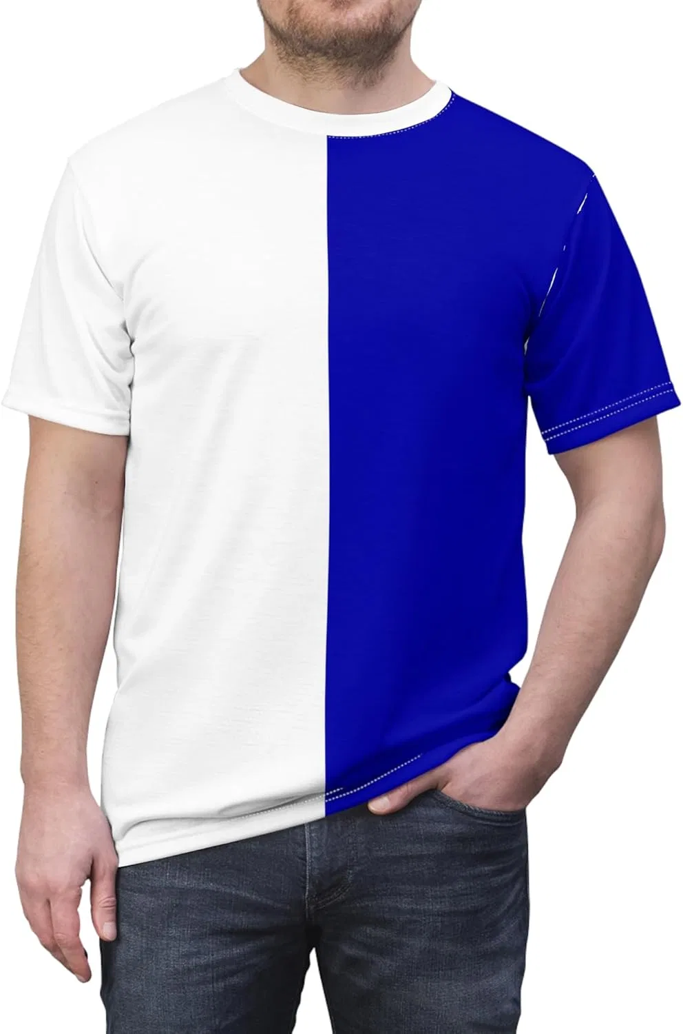 Футболка активная Half Royal Blue Half White GENERIC, цвет White Stitching