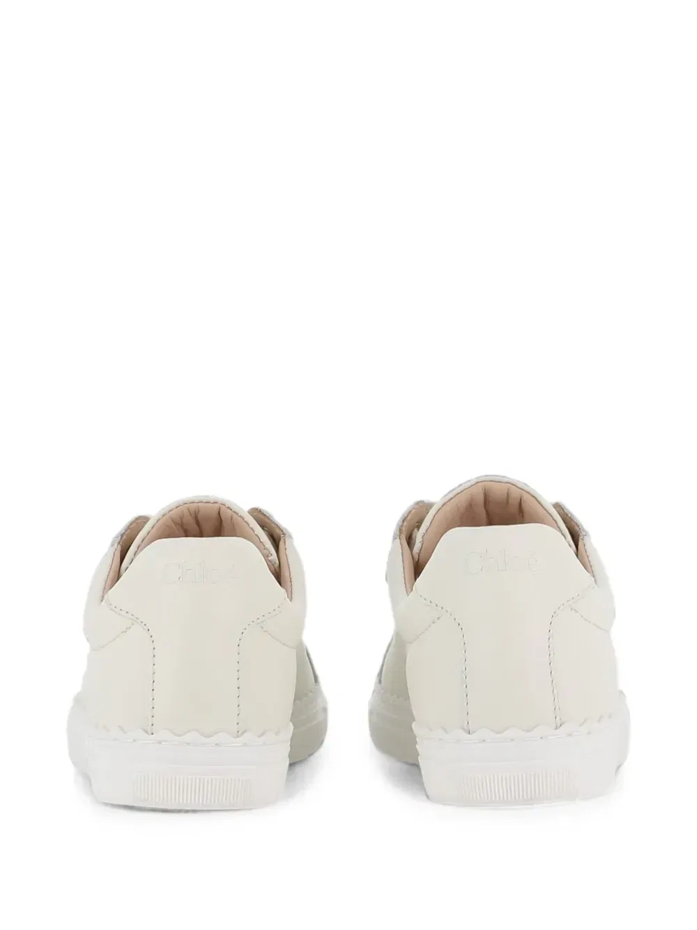 Кожаные кроссовки с фестончатым краем Chloé Kids, бежевый — фото 3