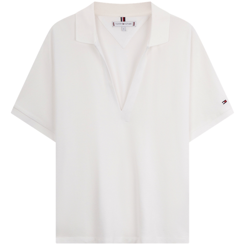 

Поло с V-образным вырезом в полоску Tommy Hilfiger, белый