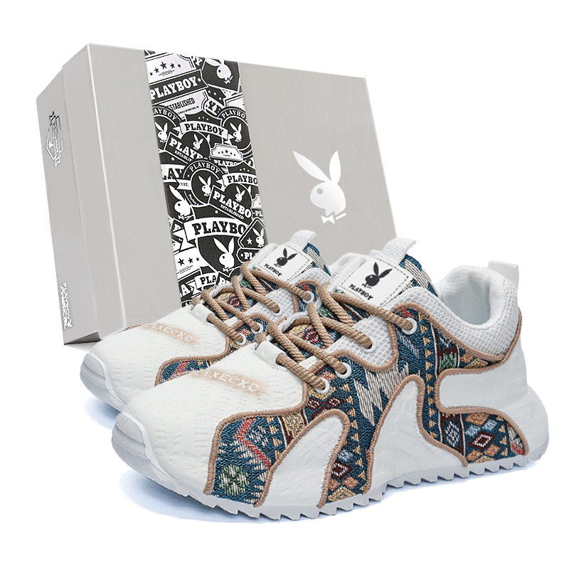 

Playboy Низкие повседневные мужские кроссовки бело-голубые, цвет White Blue