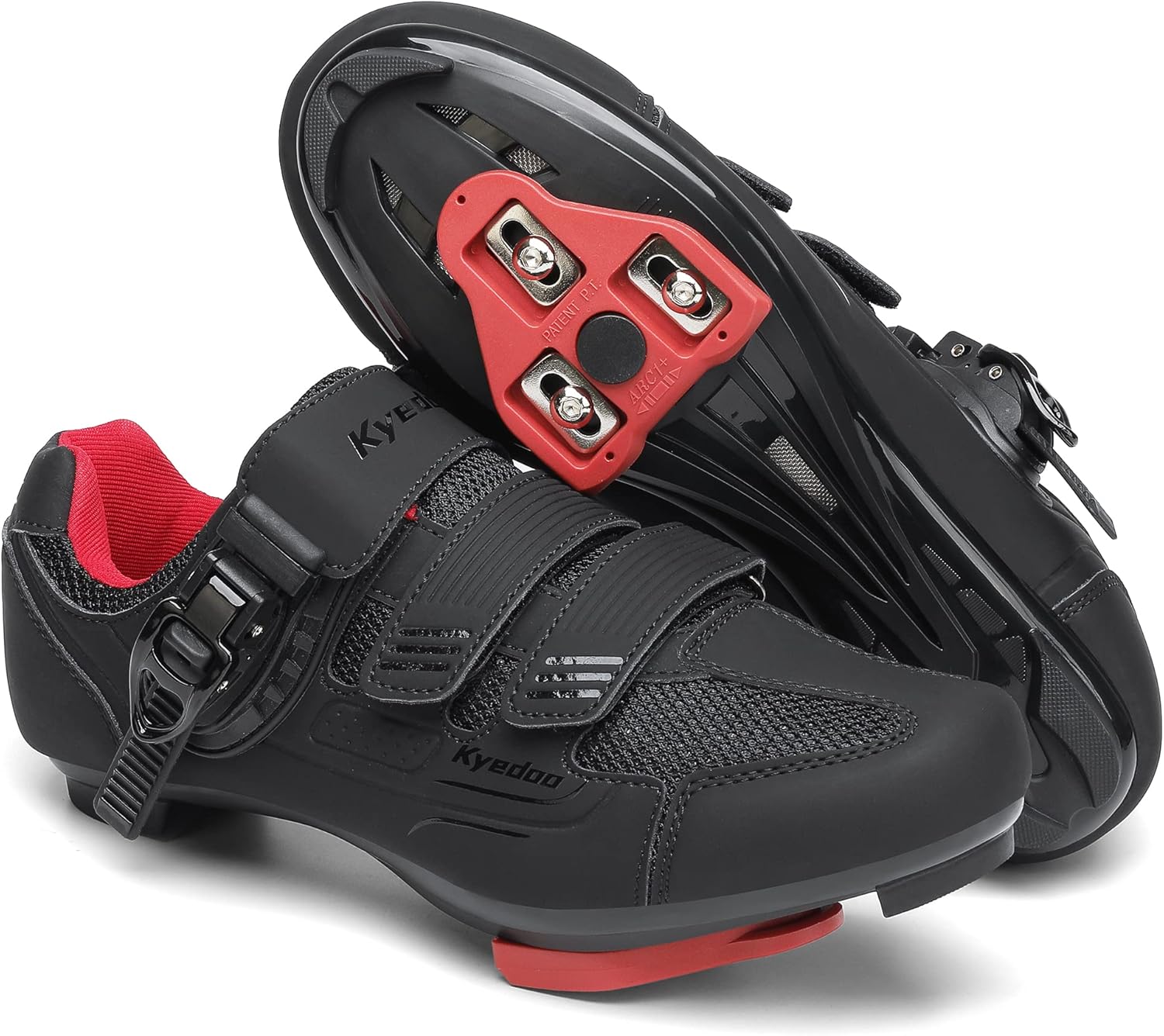 

Велосипедные туфли унисекс, совместимые с велотренажерами Peloton, для езды на шоссейном велосипеде, гонок и велоспорта, с шипами Delta для мужчин и женщин, для использования в помещении и на открытом воздухе Kyedoo, черный