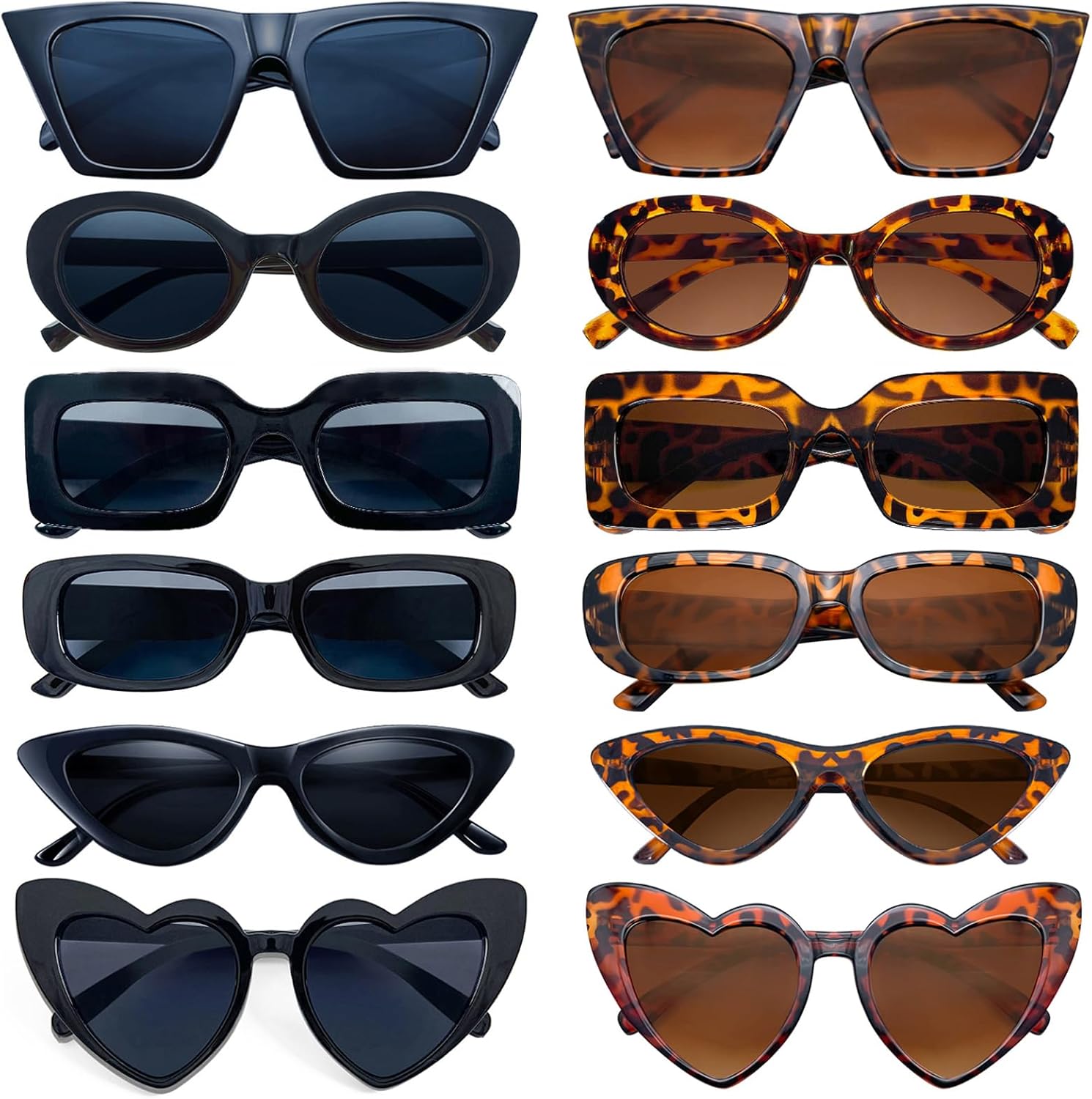 

Солнцезащитные очки Matcheck 12 в смешанном стиле, ретро, ​​цветные, для вечеринок, однотонные, прозрачные, для костюмированных вечеринок, оптом, унисекс, для взрослых, Black + Leopard