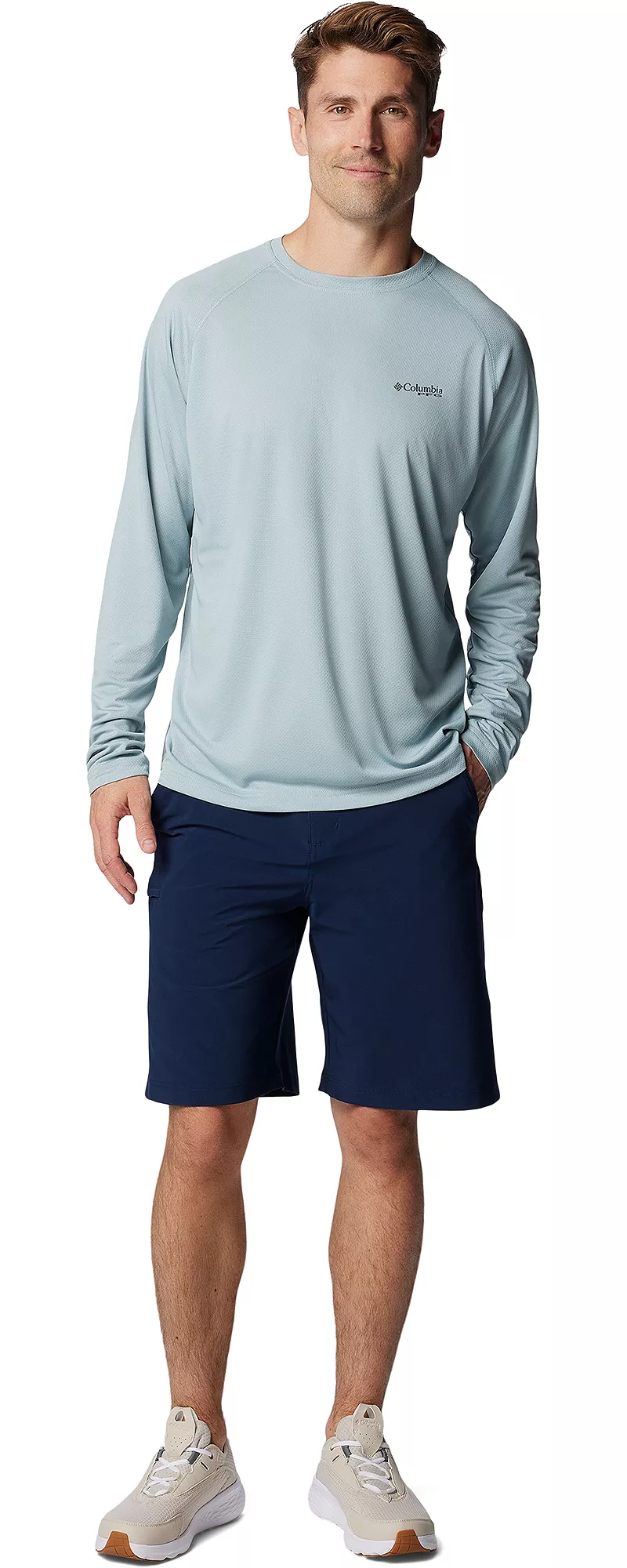 

Мужская рубашка с длинным рукавом Columbia PFG Solar Stream, цвет Crushed Blue