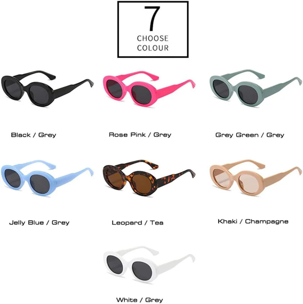 

Женские овальные солнцезащитные очки голубого цвета, модные солнцезащитные очки UV400, мужские панк-очки, трендовые круглые солнцезащитные очки FYTUP, Black Grey