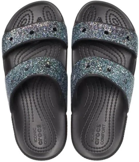 Унисекс сандалии Crocs Classic с улыбкой, черный/мультиколор — фото 2