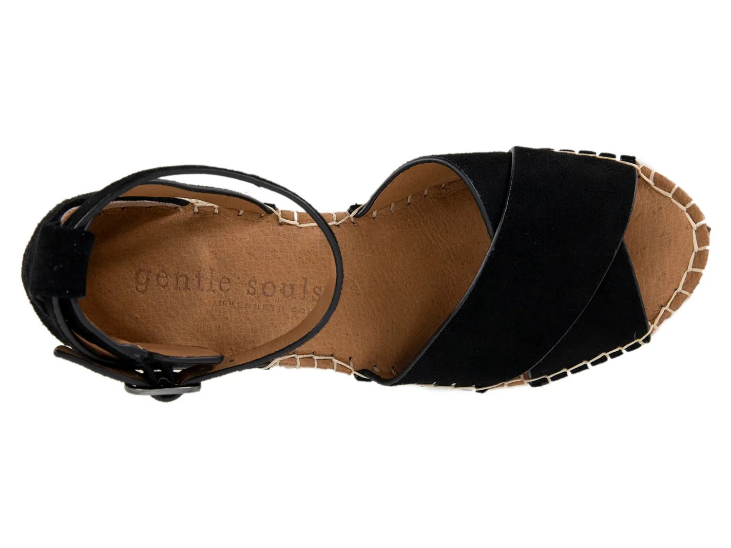 Сандалии Gentle Souls by Kenneth Cole Charli Wedge Sandal, Black Nubuck Leather — фото 4