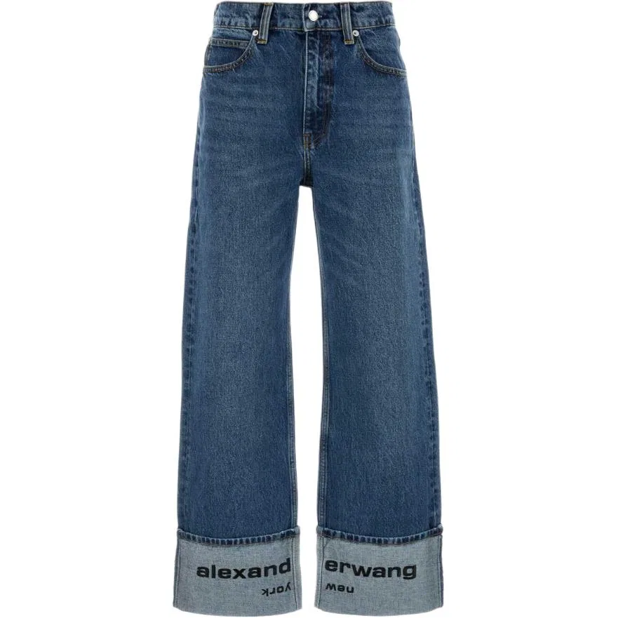 Джинсы с вышивкой логотипа Alexander Wang синие