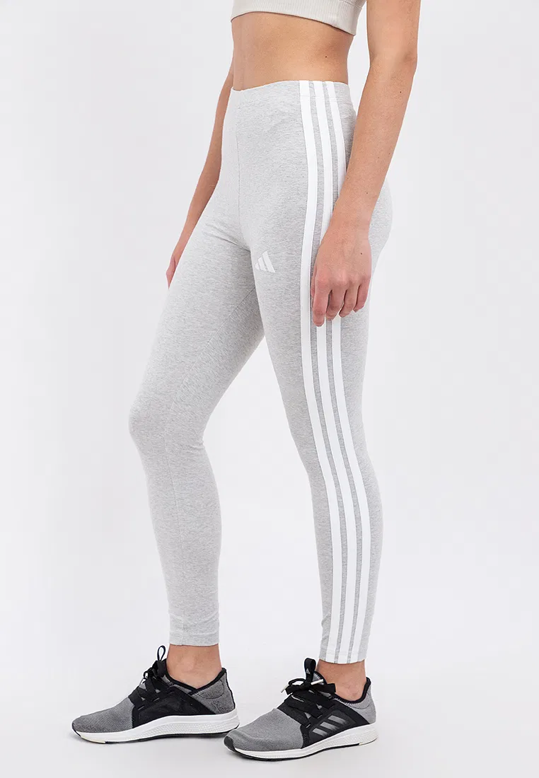 Леггинсы хлопковые, 3 полоски, Essentials Adidas, белый/светло-серый — фото 2