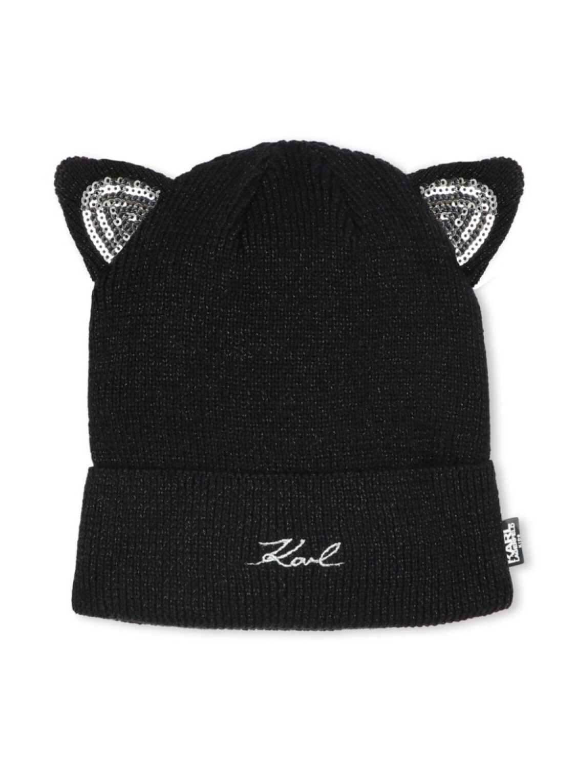

Karl Lagerfeld Kids шапка с кошачьими ушками, расшитая блестками, черный