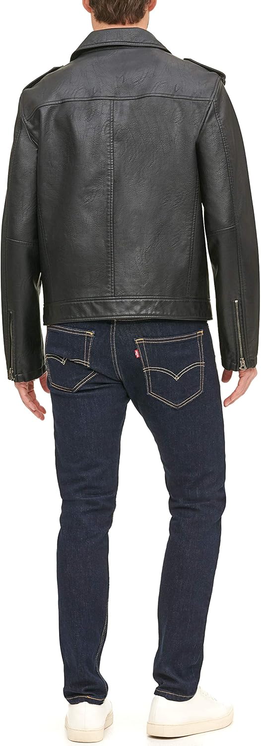 Мужская классическая мотоциклетная куртка Levi's из искусственной кожи, Black — фото 2