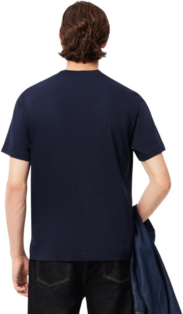 Футболка Lacoste, мужская, с нагрудным карманом, Navy Blue — фото 3