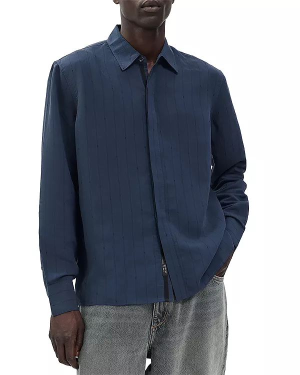 

Рубашка Dalton с жаккардовым узором и пуговицами спереди Rag & Bone, синий