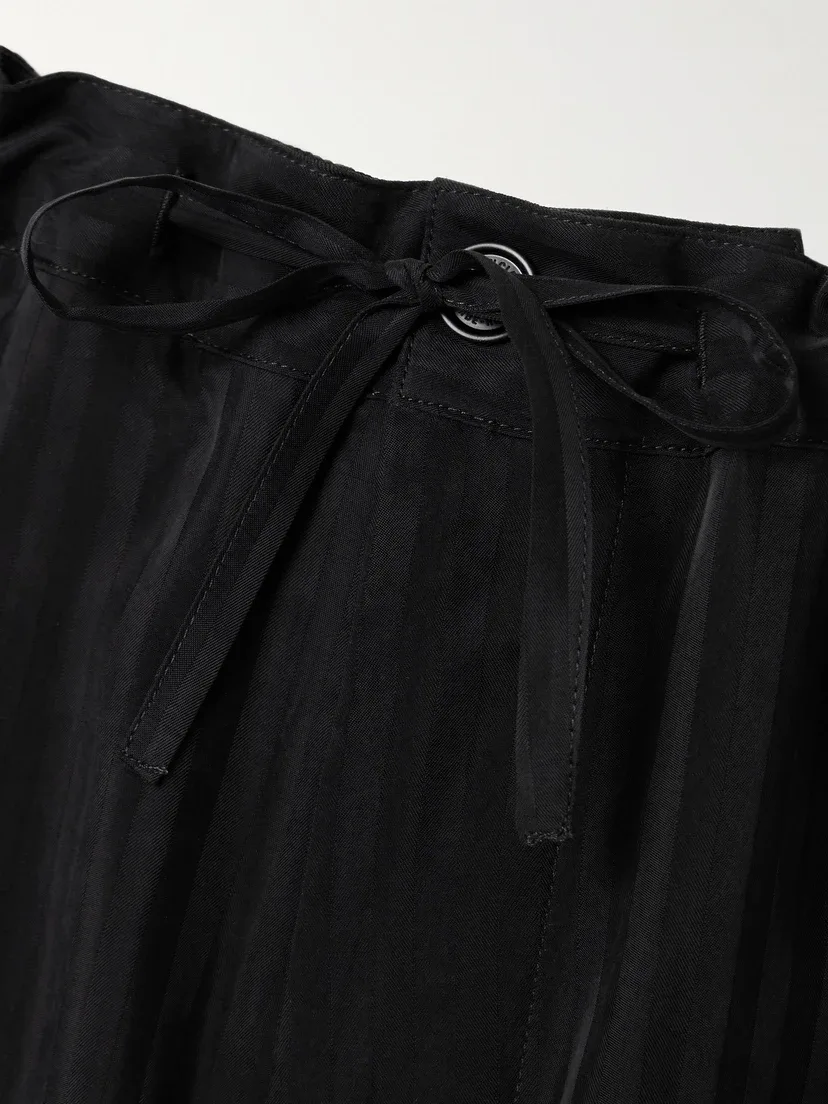 Широкие брюки из атласного жаккарда в полоску BALENCIAGA, черный — фото 4