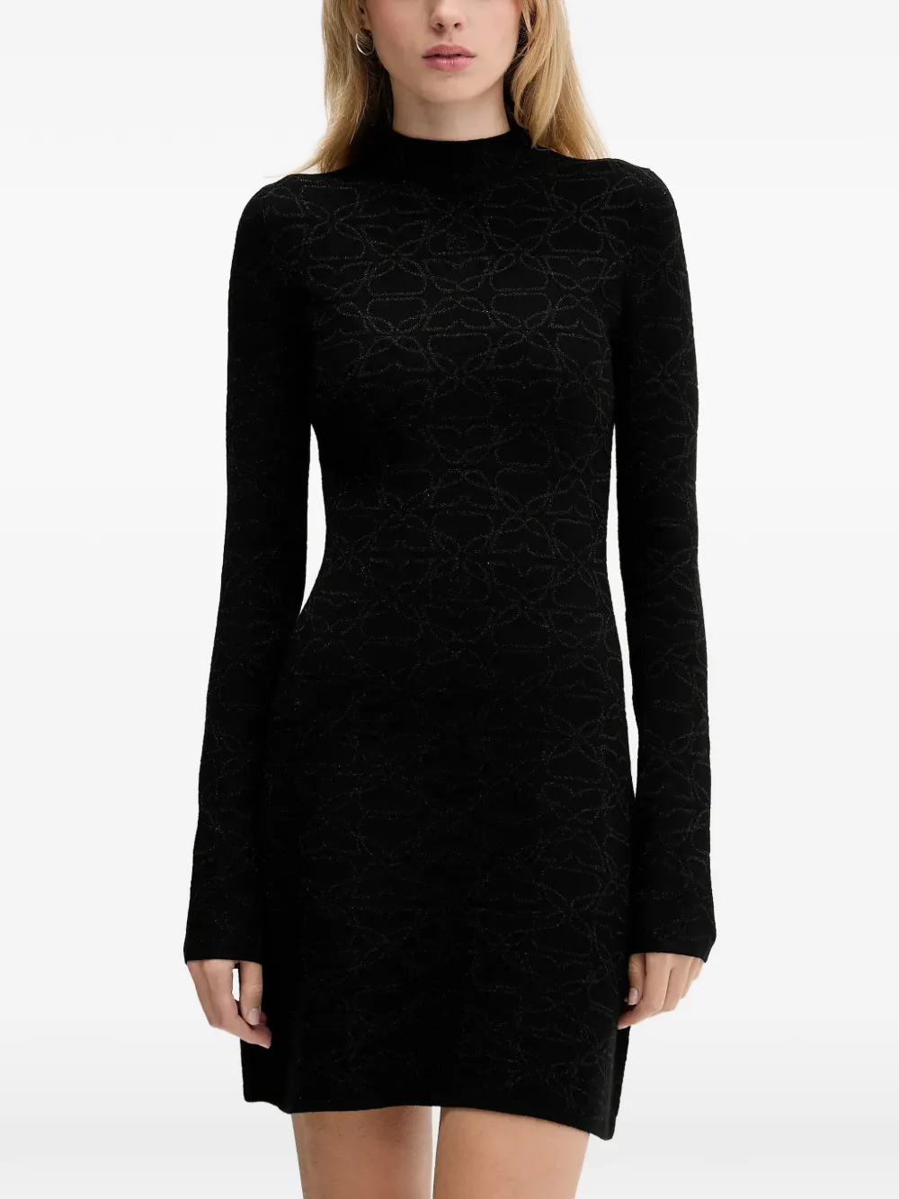 

Платье мини с геометричным узором Hugo, черный