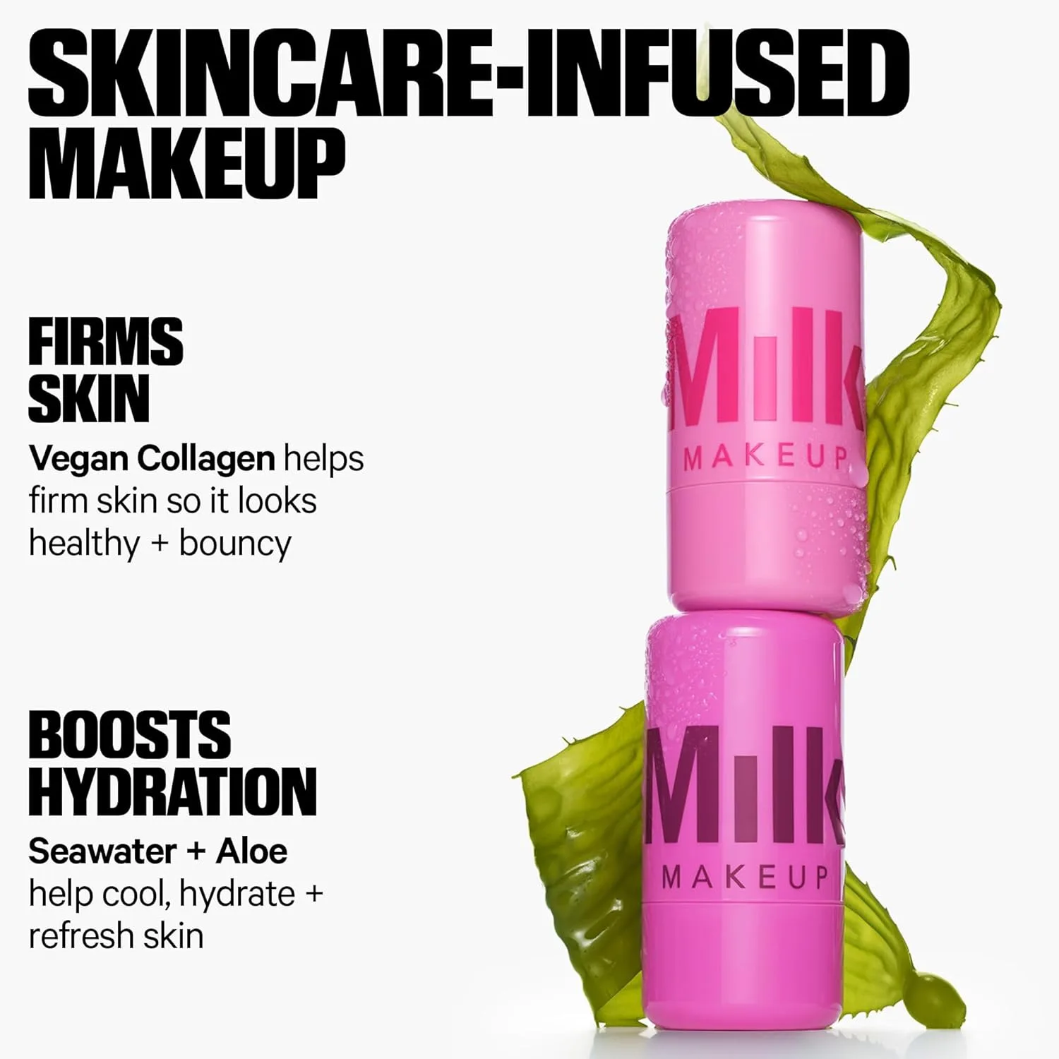 Milk Makeup Cooling Water Jelly Tint - увлажняющий тинт для губ и румяна с веганским коллагеном, морской водой и алоэ, 2 шт - Spritz + Chill, 5 мл, Pink — фото 3