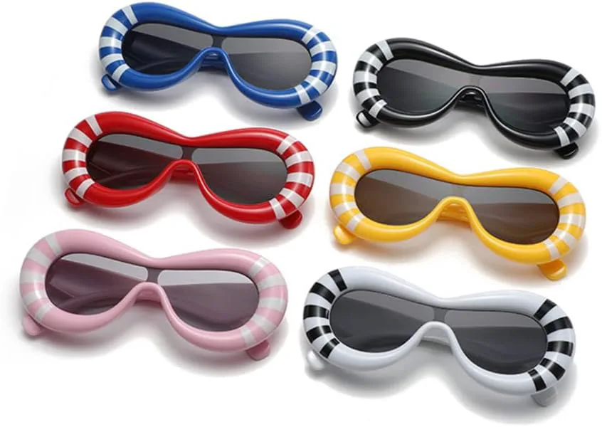 

Солнцезащитные очки Retro One Piece Cat Eye Candy Color для женщин, с овальными линзами, защита от УФ-излучения UV400, для мужчин, желто-розовые LANGSER, White