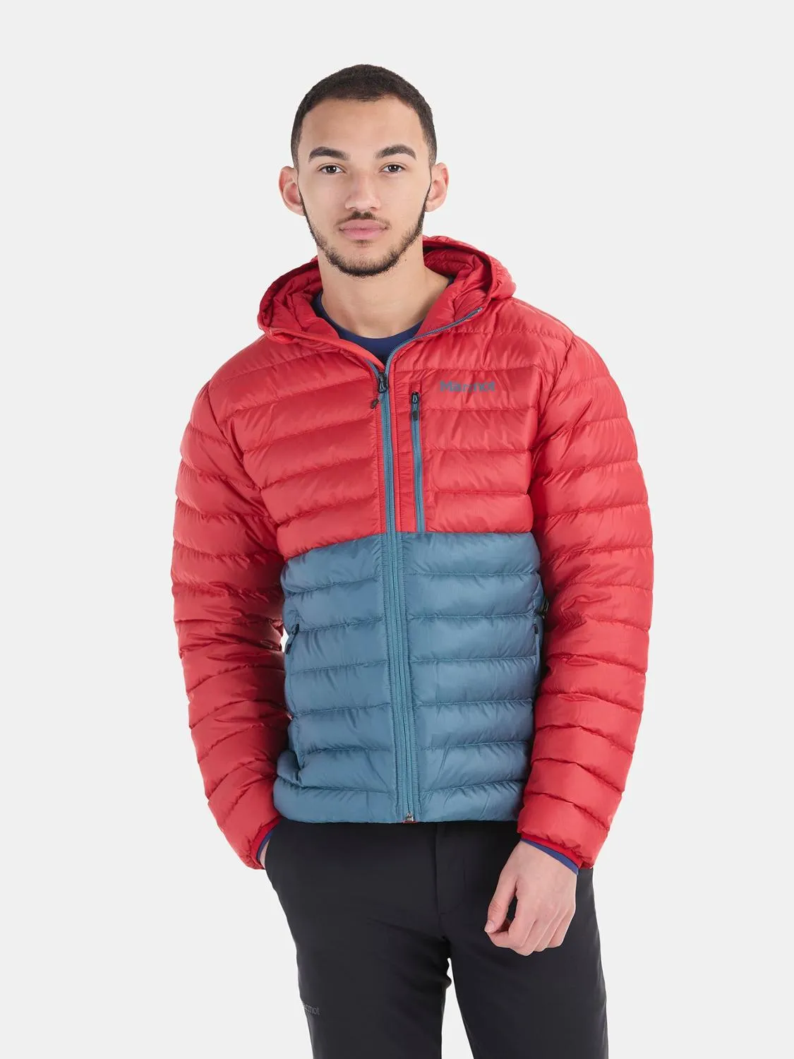 

Пуховое худи Highlander мужское Marmot, Team Red/Moon River