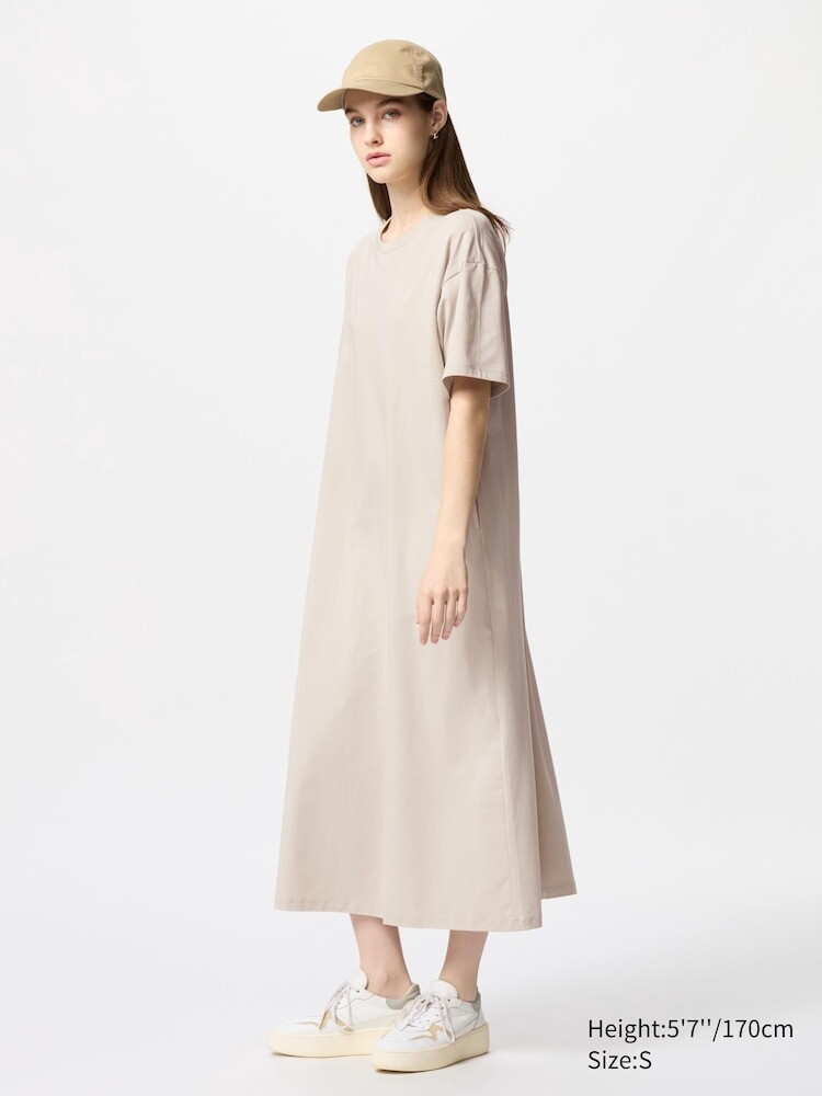 

Платье-Футболка airism из хлопка с коротким рукавом Uniqlo, цвет 30 бежевый
