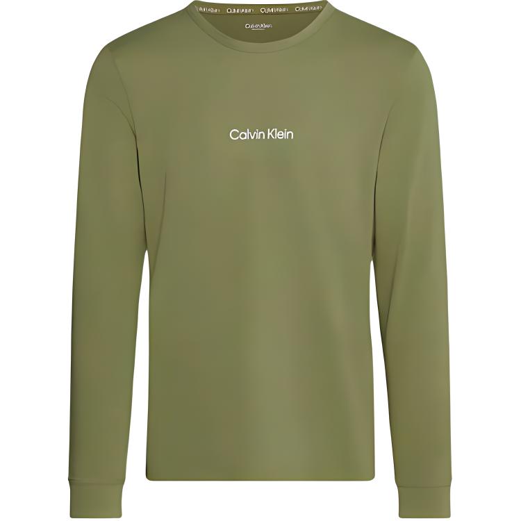

Calvin Klein Футболка с длинным рукавом и круглым вырезом CK, пижамная, европейская версия, мужская, Khaki